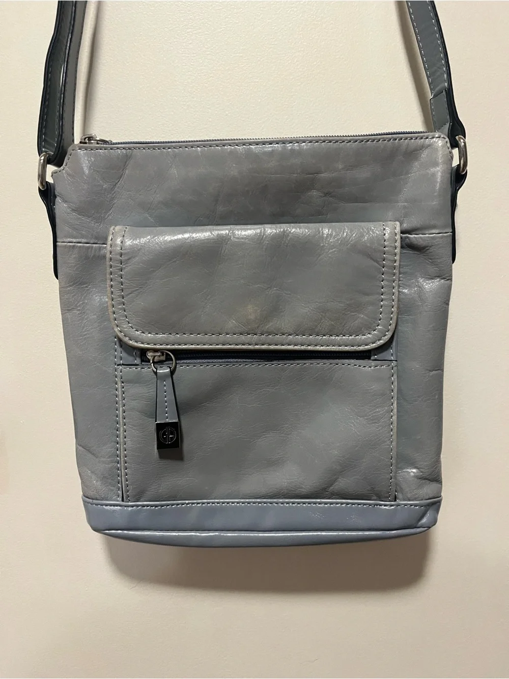 GUC Giani Bernini Leather Crossbody Bag Gray Blue